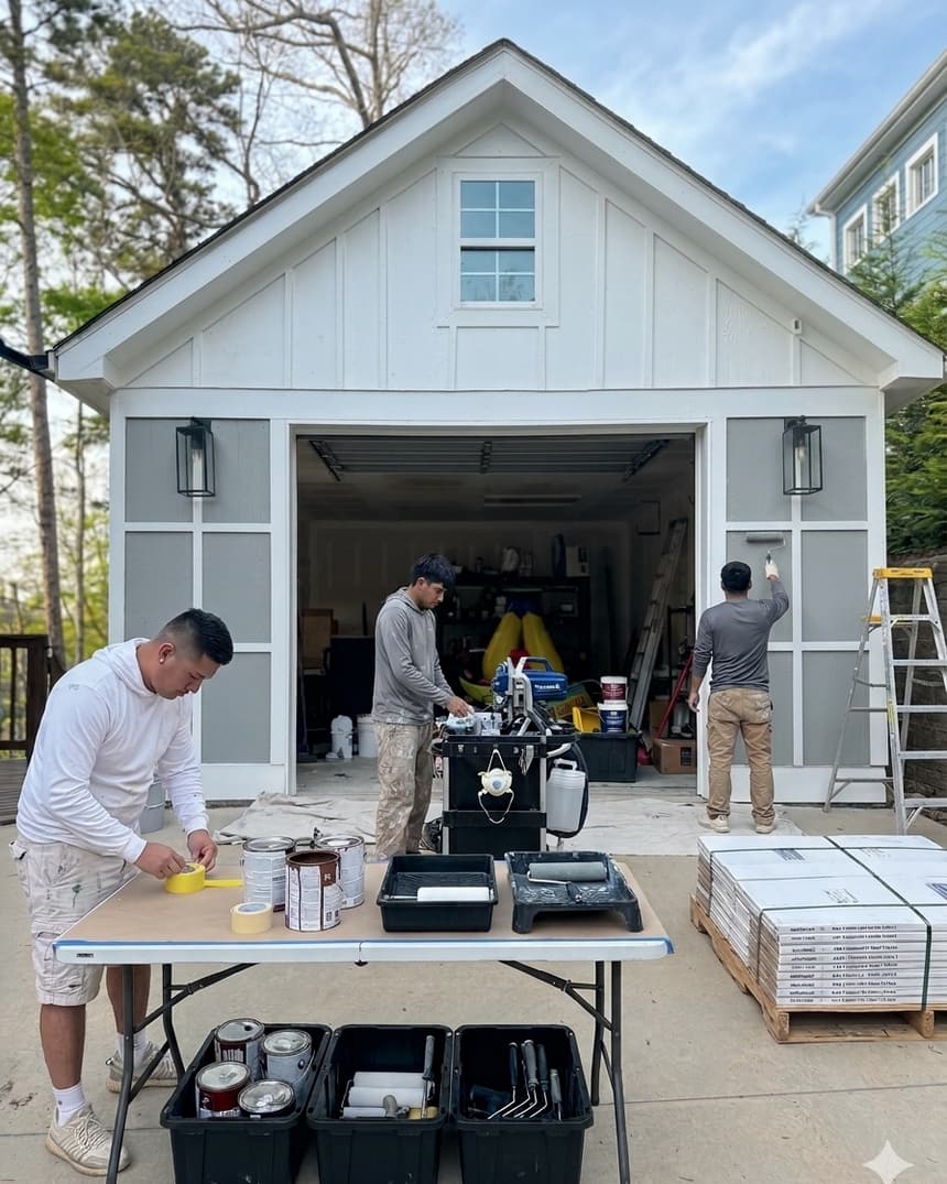 Arnulfo Lopez, founder of AL&N Painting Services, preparing an on-site estimate