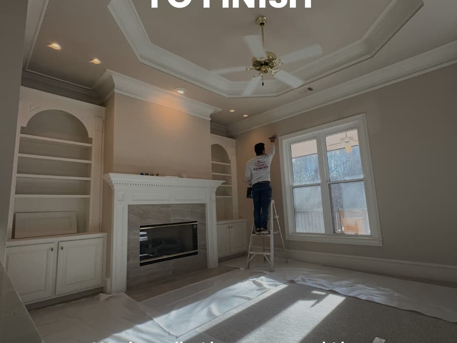 Interior living room repaint with crisp trim lines