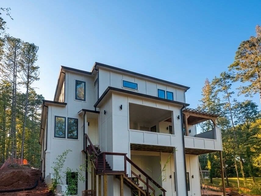 Modern home exterior with a clean painted finish